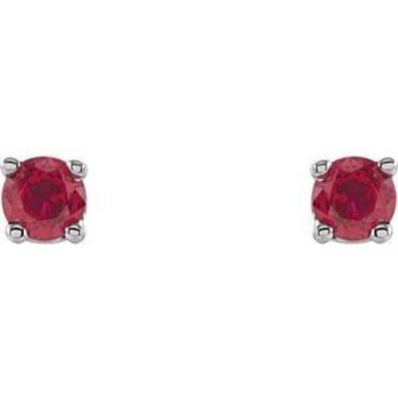 14K White 2.5 mm Lab-Grown Ruby Stud Earrings